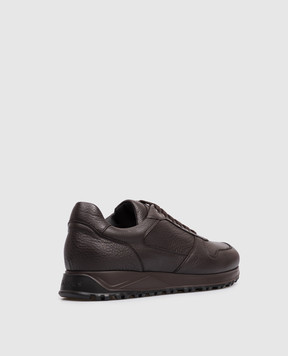 Doucal's Brown leather sneakers with embossed logo DU3594SYDNUJ225