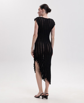 Loulou de Saison Black knitted asymmetrical dress Malena MALENA