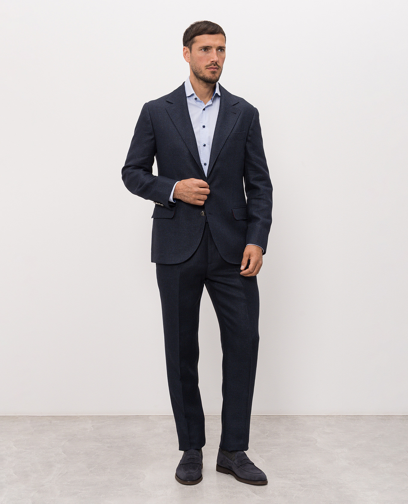 Blue suit made of silk, linen and wool Brunello Cucinelli 3