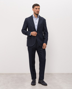 Brunello Cucinelli Blue suit made of silk, linen and wool MZ403LDTH5
