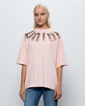 Palm Angels Pink T-shirt with logo print PAMAA003JR001w