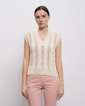 Peserico Beige vest with sequin pattern A99049F0709110