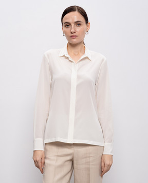 Peserico White silk blouse with monil chain A0688207325