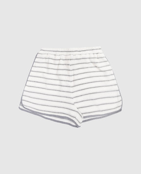 Brunello Cucinelli Children's white striped shorts with silk BQ987P261B