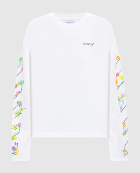Off-White White long-sleeve with branded floral print 2AB038S26JER001
