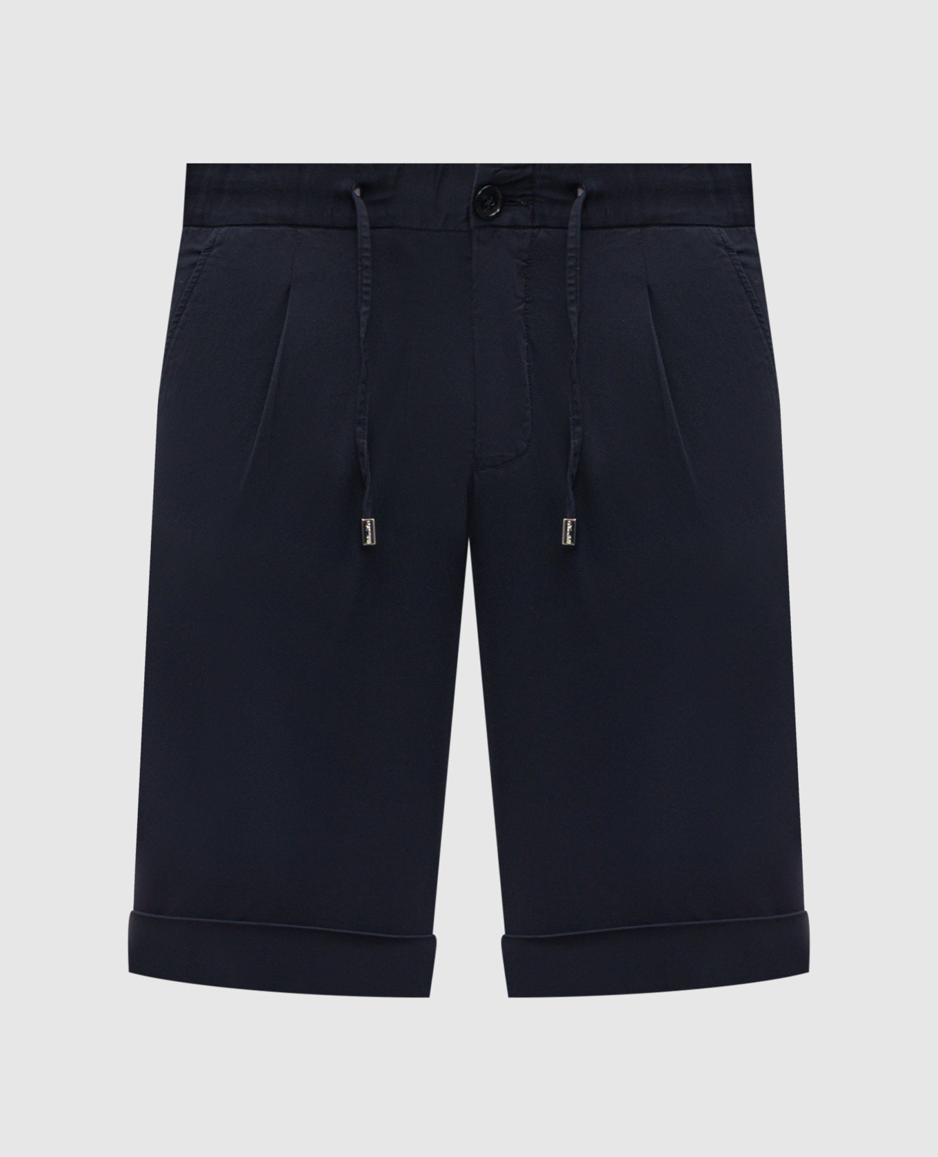 Blue cotton shorts with lapels