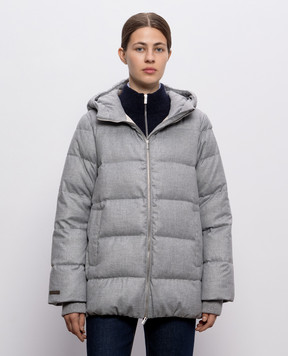 Peserico Gray down jacket with branded patch A24120DB1945