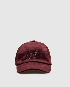 AUTRY Burgundy velour cap with monogram embroidery ACPU132E