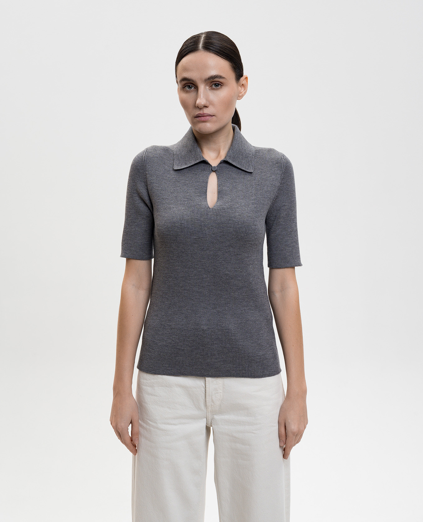 

Gray wool polo shirt Jil Sander, Grey