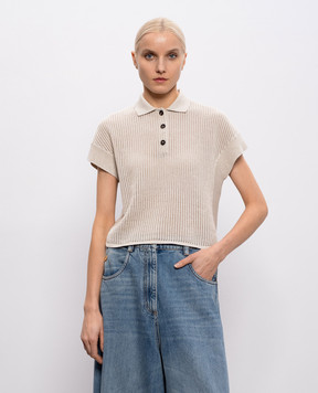 Brunello Cucinelli Beige top with lurex MST258305