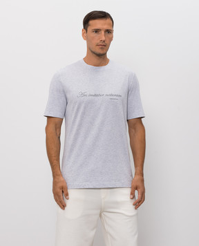 Brunello Cucinelli Grey melange T-shirt with embroidered lettering M0B138518
