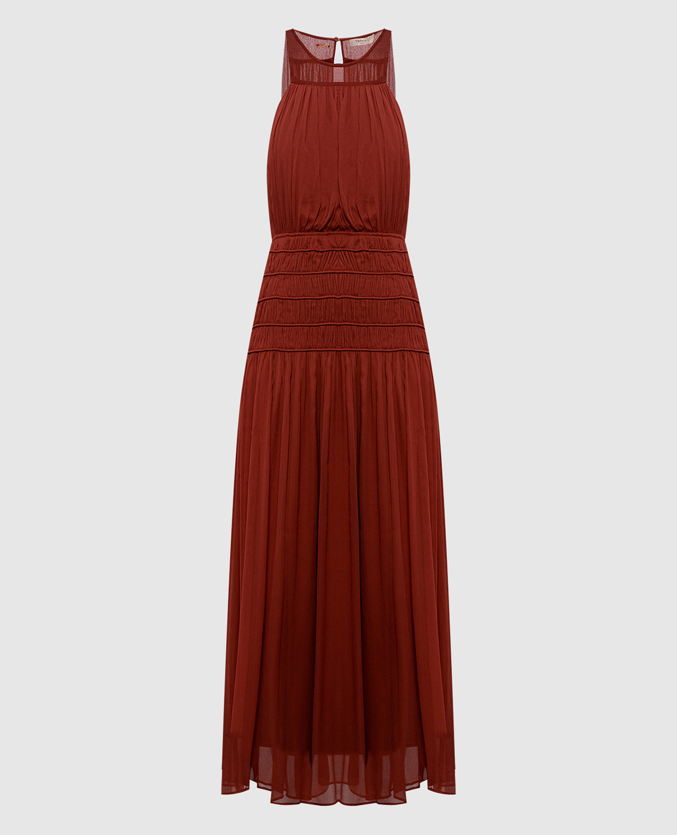 

Brown maxi dress with drape Twinset