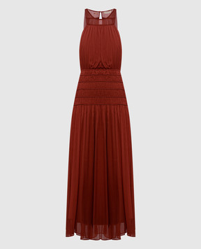 Twinset Brown maxi dress with drape 261TT2041