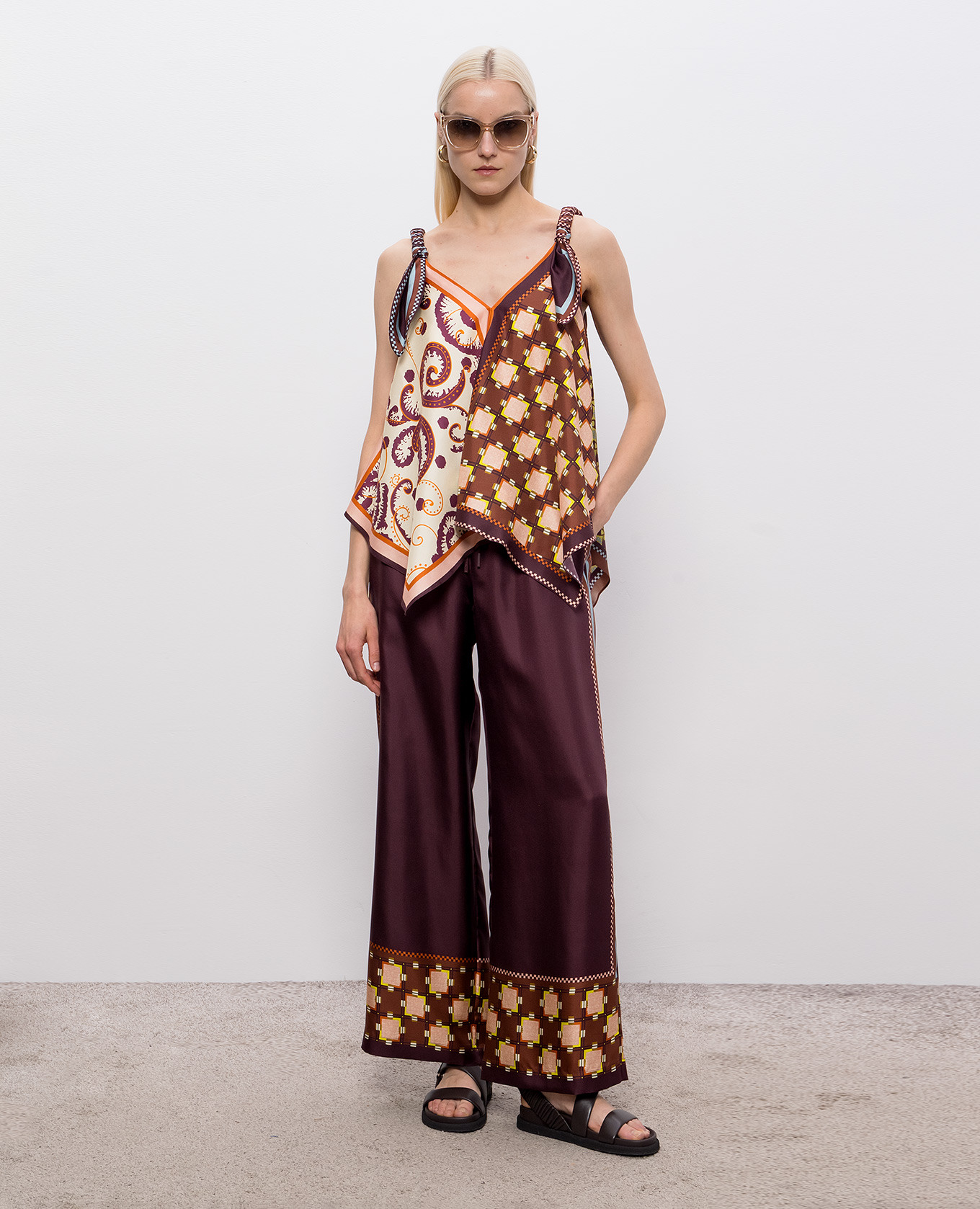 

Wilson patterned silk top Alemais, White