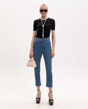 Valentino Blue cropped jeans with logo patch 9B3DD21NAEC