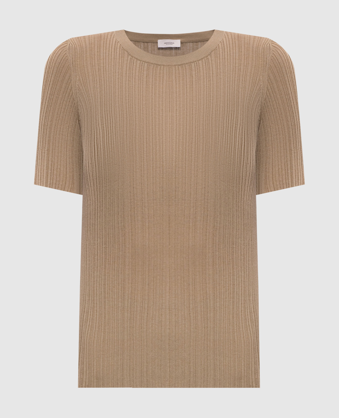 

Beige ribbed silk top Agnona