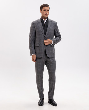 Canali Gray wool check suit BF053041228020