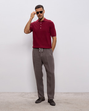 Brunello Cucinelli Burgundy cotton polo shirt M29400025