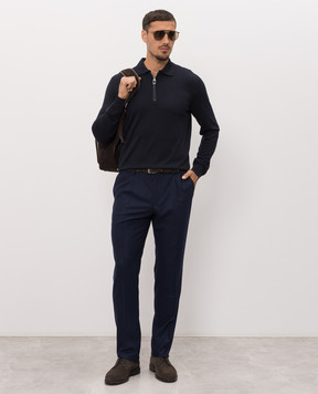 Stefano Ricci Blue wool and silk polo shirt with patch K606426Z35F26314