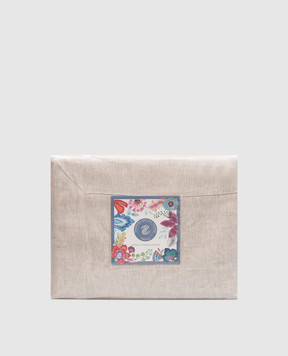 TESSITURA TOSCANA TELERIE Beige linen tablecloth and napkin set TIZIANO NT120012080267