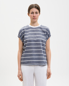Peserico Blue striped linen t-shirt S06411J003028