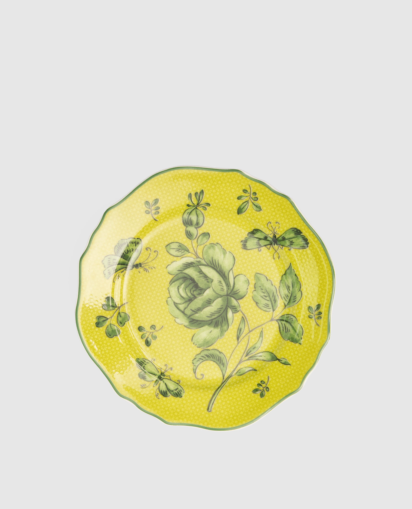 

Green porcelain bread plate Rosa Rosae Geminiano Cozzi 1765