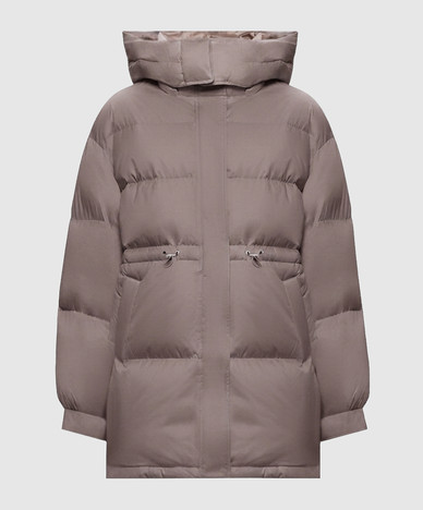 Brown quilted down jacket