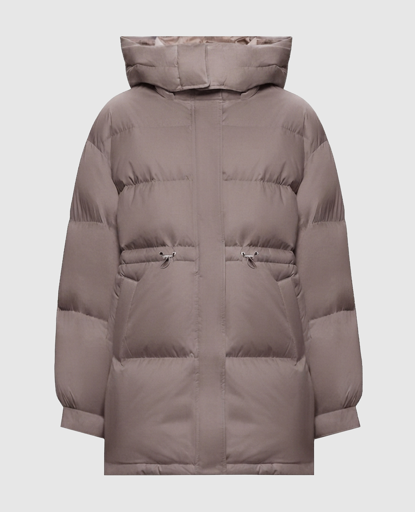 Brown quilted down jacket