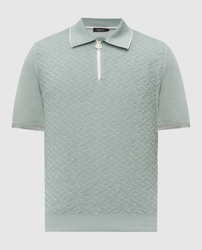 Stefano Ricci Green patterned silk polo shirt K616452P31F26117