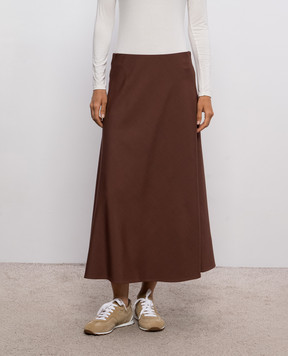 Brunello Cucinelli Brown midi skirt with wool MP143G3634