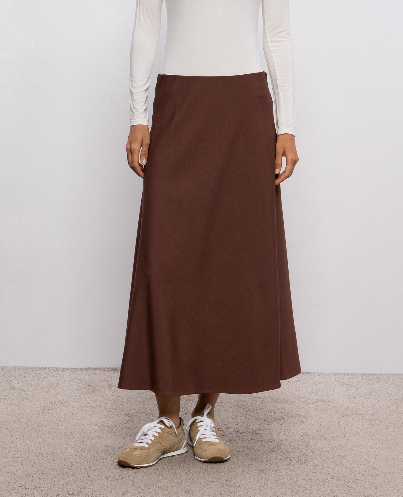 

Brown midi skirt with wool Brunello Cucinelli