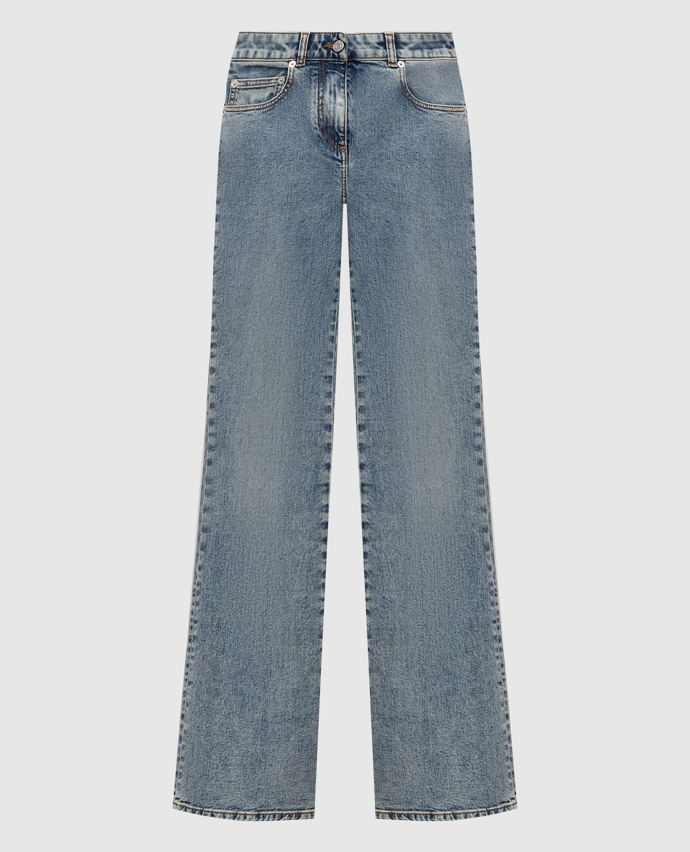 Blue flared jeans with logo patch Balmain