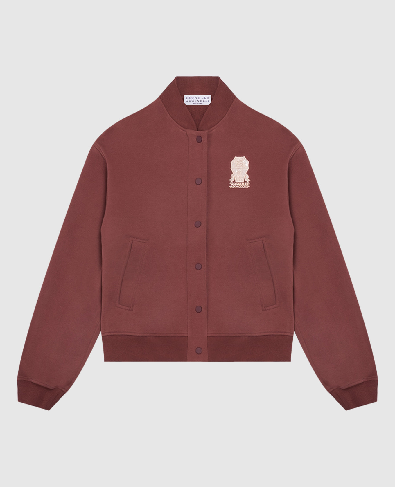 Children's burgundy bomber jacket with embroidery Brunello Cucinelli