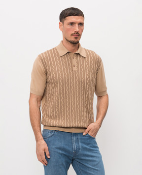 Stefano Ricci Brown polo shirt with woven pattern K414014P13F26165