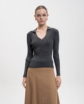 Max Mara ONDATA gray ribbed pullover with lurex ONDATA