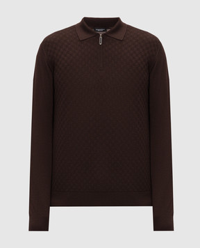 Stefano Ricci Brown wool, silk and cashmere polo shirt K202026P30F26394