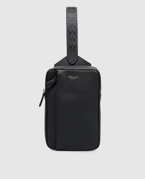 Serapian Navy blue leather sling bag with logo SRCMOMML738715A021