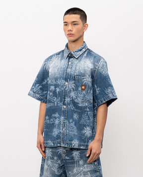 AMIRI CHATEAU PALMS blue denim shirt AMTOSH1121