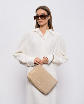 Gianni Chiarini Beige suede Nora cross-body bag with logo BS10225CMPL