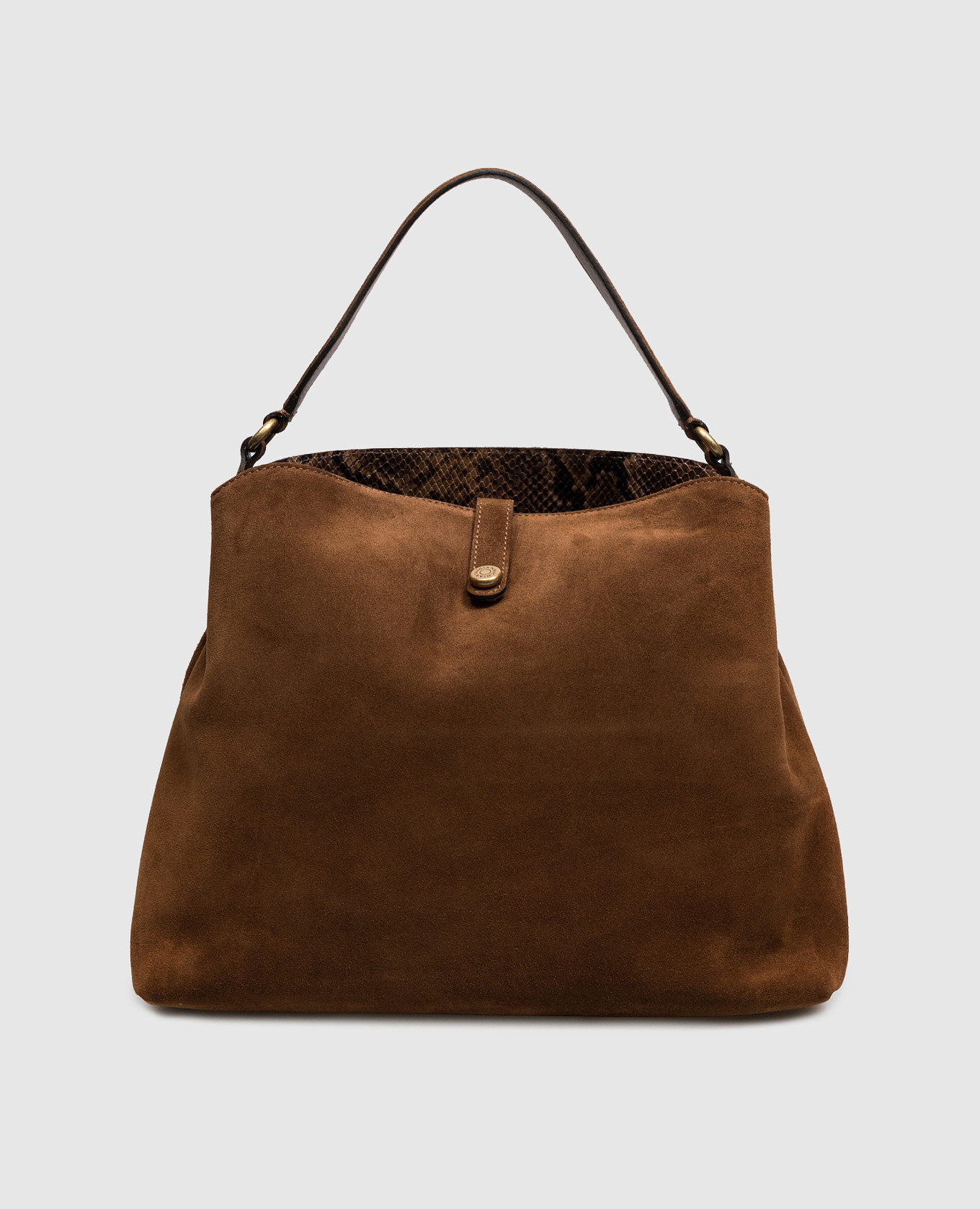 Brown suede bag FIONA with logo