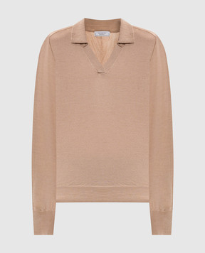 Peserico Beige wool pullover with polo collar S99426F1809770