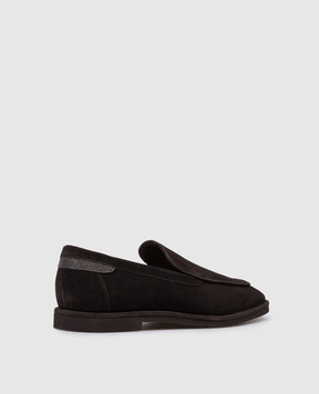 Brunello Cucinelli Dark brown suede loafers with monil chain MZSFG3300P
