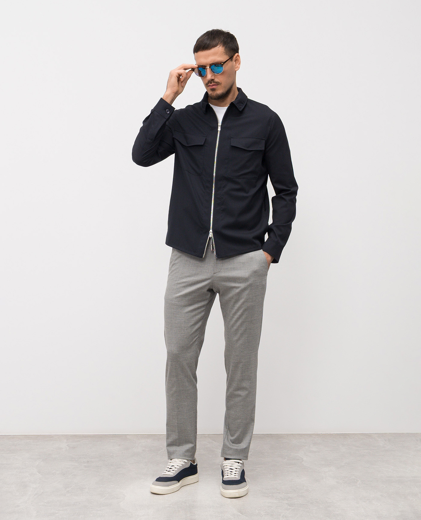 

Blue wool and silk shirt Marco Pescarolo