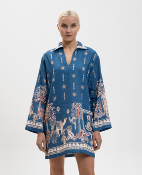 Alemais Acacia blue linen mini dress 6202D