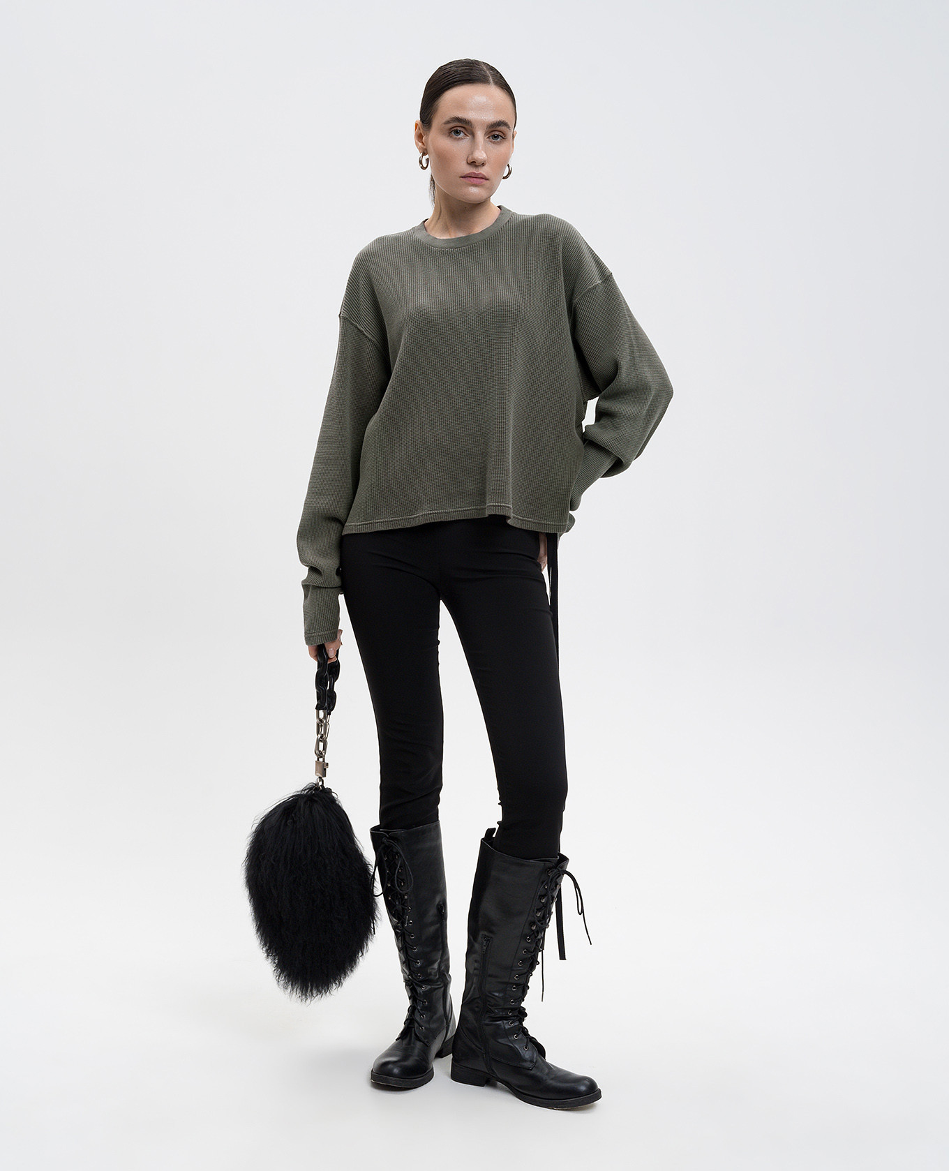 

Khaki long sleeve shirt with print Ann Demeulemeester