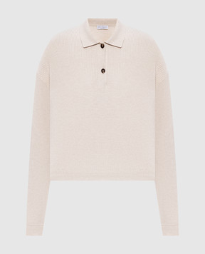 Brunello Cucinelli Beige cotton sweater with monil chain M19194705
