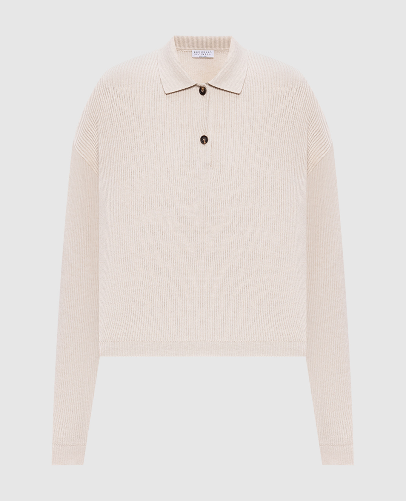 Beige cotton sweater with monil chain