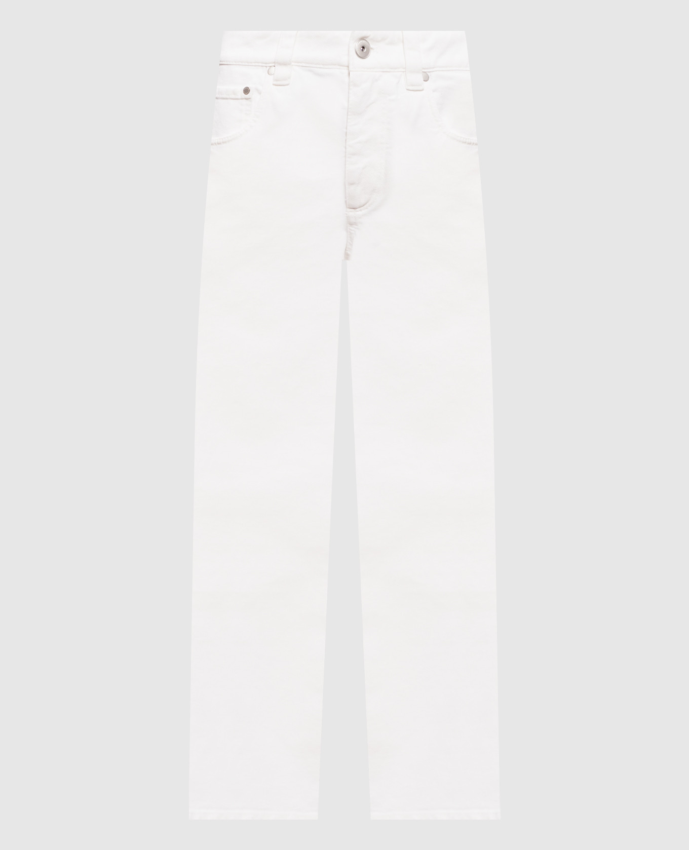 

White jeans with logo patch Brunello Cucinelli
