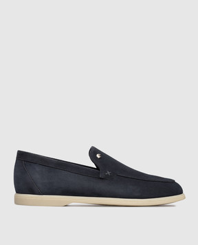 Stefano Ricci Blue suede loafers with emblem UC64G2287SDP