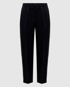 Peserico Black linen pants with chain A0407206668